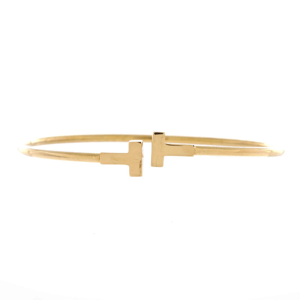 Tiffany & Co. Narrow T Wire Bracelet 18K Yellow Gold